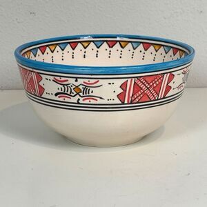 Handmade Moroccan Pottery Geometric 7.5” Bowl Serghini Safi